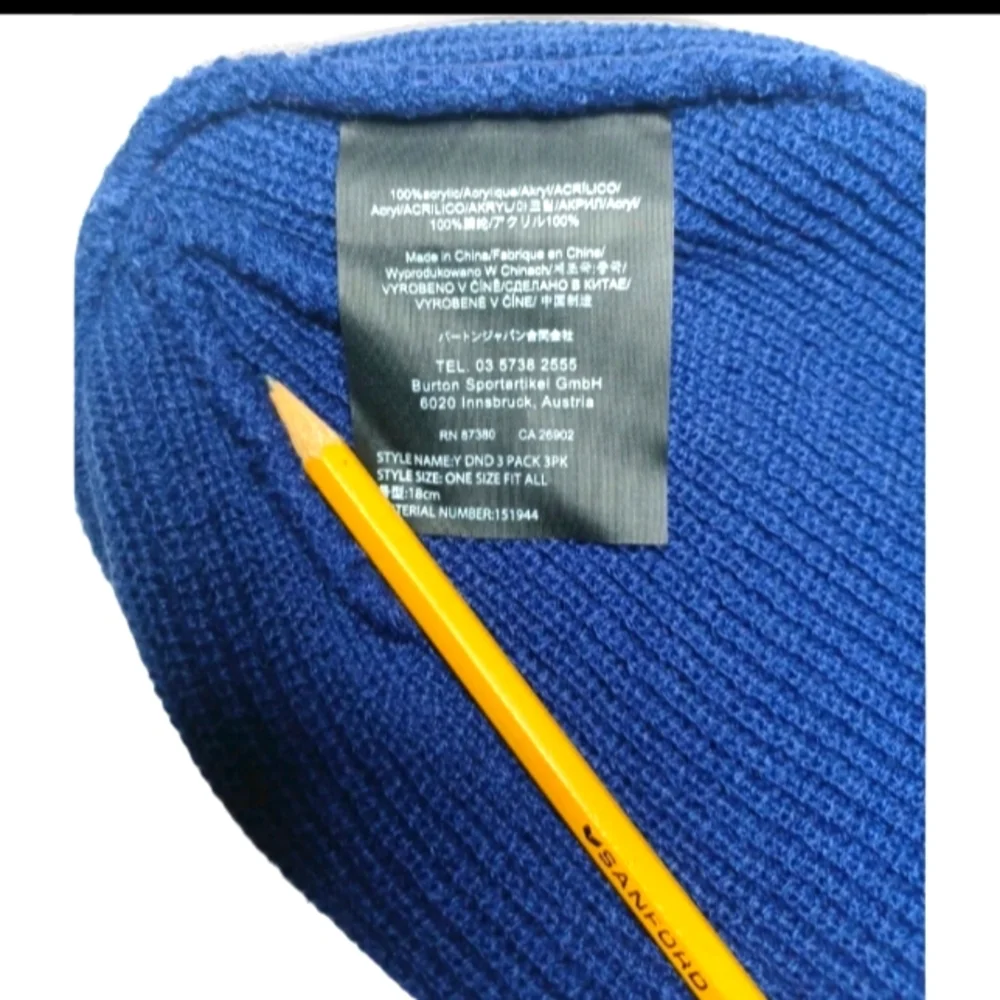 Navy Blue Burton All Day Beanie Perfect for Skiing, Snowboarding, or Winter Fun! - Picture 3 of 4